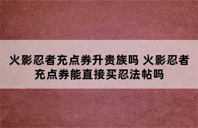 火影忍者充点券升贵族吗 火影忍者充点券能直接买忍法帖吗